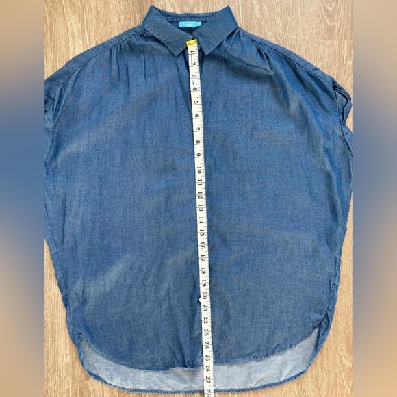 J. McLaughlin Top Womens Size Small Cotton Chambray Button Up Boho Western Ranch - Picture 9 of 10
